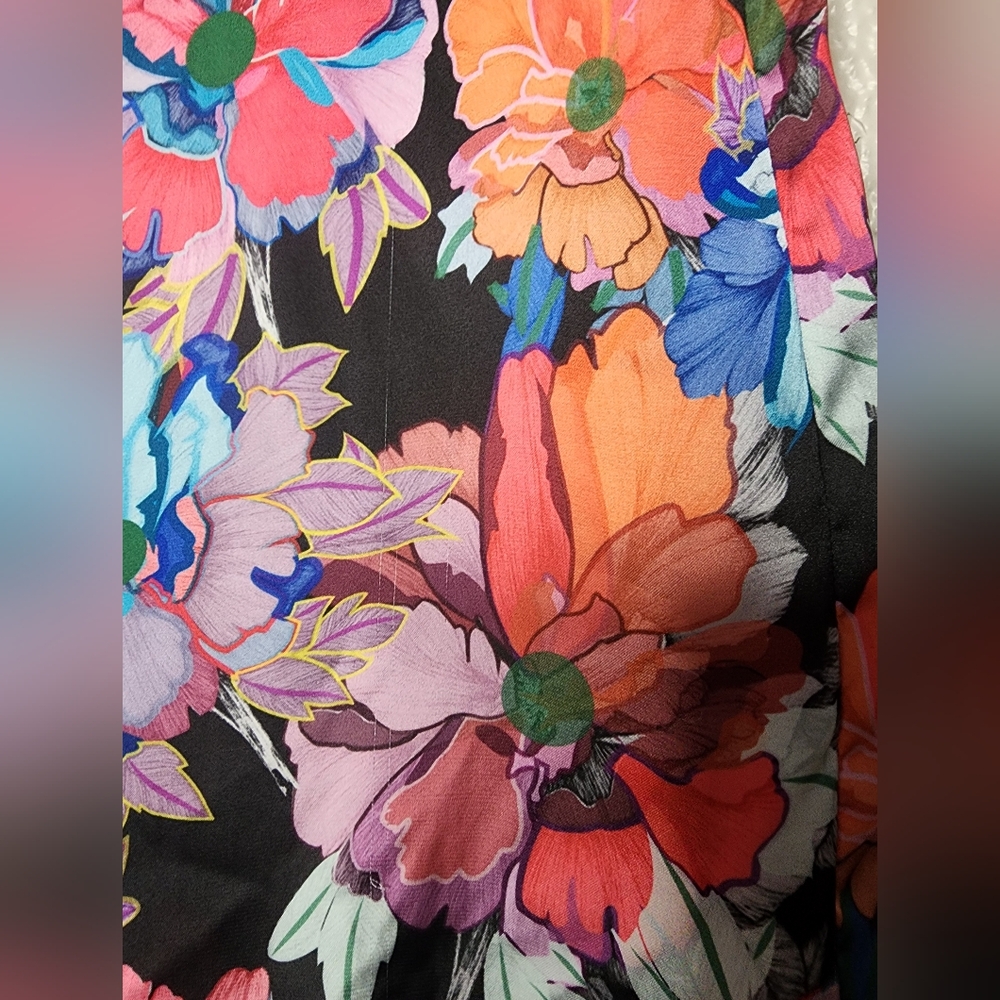 Lobo Rosa Multi-color Floral Balloon Puffy Sleeve Blouse Size XS - Picture 10 of 15